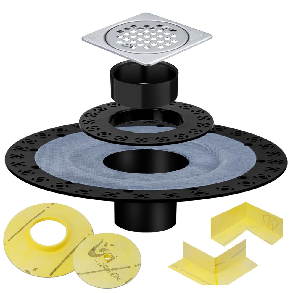Shower Drain Flange Kit Compatible With Schluter Systems Kerdi Shower Drain With Vertical Abs 2 Inch Flange Abs Plastic Pipe Corners And Seals Cupc Ce 796647509227