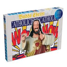 Renegade Game Studios Legpuzzel - Buddy Christ 1000 stukjes Poster inbegrepen Linnen afwerking Met de opbeurende Buddy Christ van Kevin Smiths Dogma.