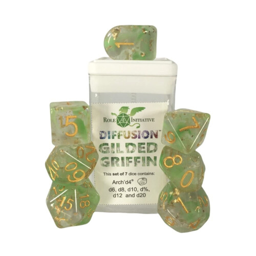 Roll 4 Initiativ Diffusion Poly Set - Gilded Griffin w/Creature Symbol (7)