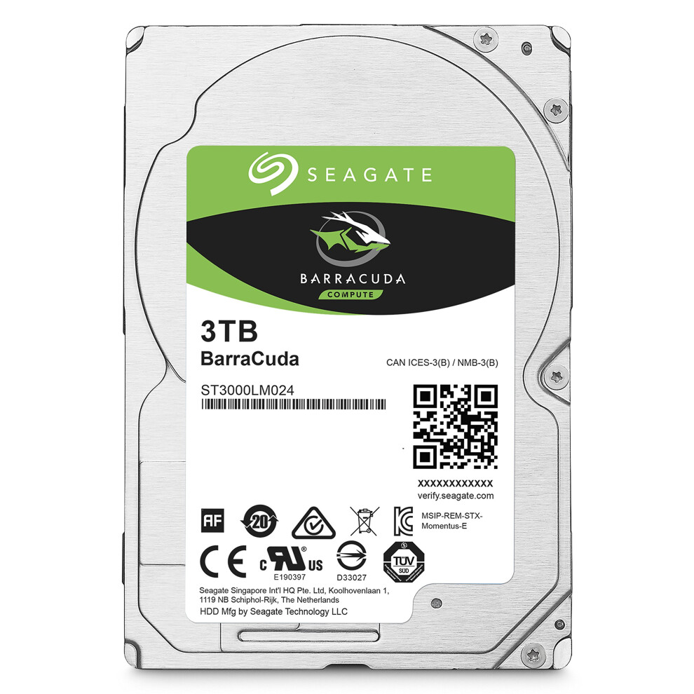 Seagate BarraCuda 3TB Internal Hard Drive HDD - 2.5 Inch Sata 6Gb/s 5400 RPM 128 MB Cache For Computer Desktop PC (ST3000LM024)