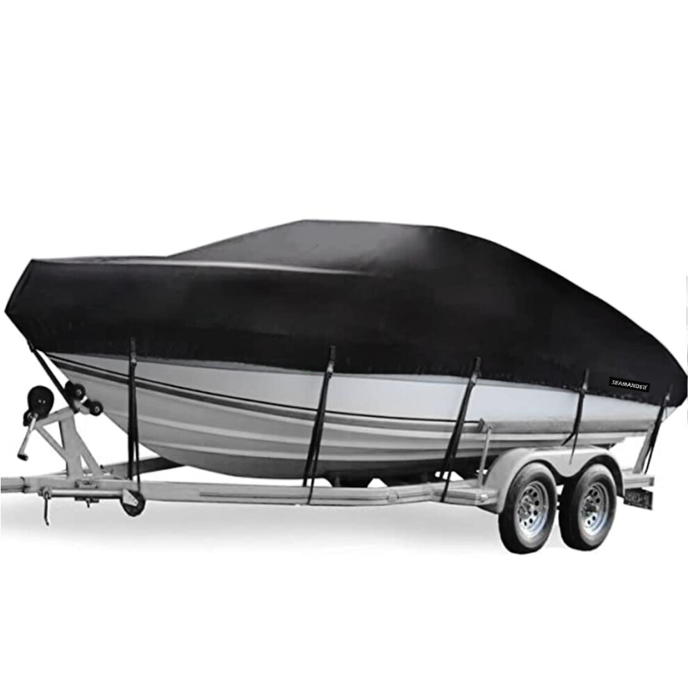 Seamander Bootsabdeckung, 23–24 Fuß, StrapazierfäHige 600D-Bootsabdeckung, Wasserdicht, Passend FüR V-Rumpf, Tri-Hull, Angel-, Ski- Und Bassboote-image