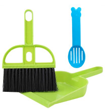 SEIS 3 Pack Hamster Mini Dustpan and Broom Set Guinea Pig Classical Besom Chinchillas Sweeper Cavy Cage Clean Hedgehogs Scooper for Small Animal (Gree