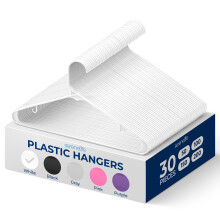SereneLife 30 Pieces Plastic Hangers - Space Saving Heavy Duty Slim Clothes Hanger Set Ideal for Laundy/Daily Use Can Hold Up to 5.5 Lbs. for Coats Ja