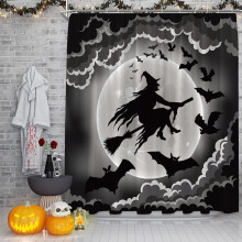 Cortina de du? de Halloween Spooky Gothic Negru Gri Grey Halloween Vrajitor Marea Horror BAT GHOST LUNA PLINE FERALA HALLOWEEN NOAPTA VEZI