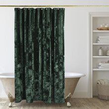 Perdea de du? de catifea zdrobita tamgho perdea de du? de lux de culoare verde nchis cu crlige de auriu decro metal machiat la spalare ?esatura