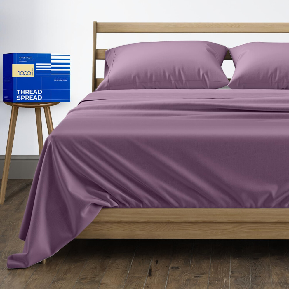 Draps 100 % pur coton égyptien, taille Queen, 1 000 fils au pouce carré, draps de luxe pour lit Queen, 4 pièces, pour hôtel, avec poche profonde