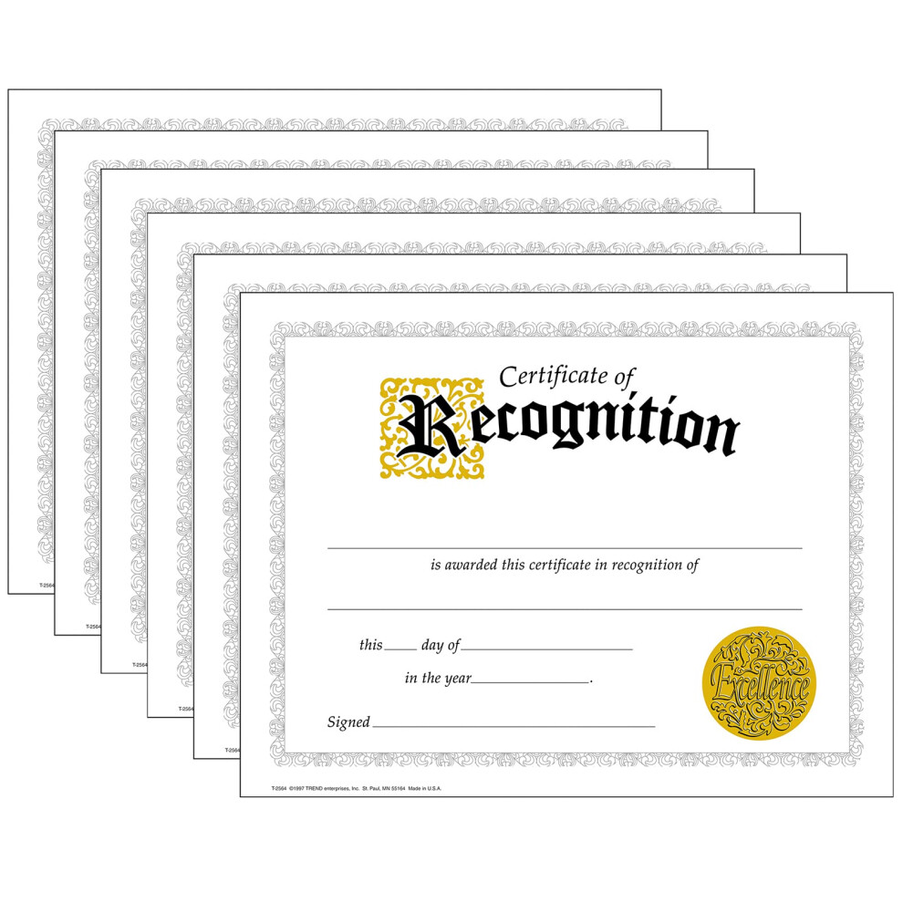 TREND Certificate Of Recognition Classic Certificates 30 Per Pack 6 Packs