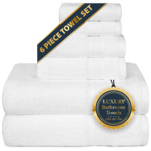 TRIDENT Zacht en pluche 6-delige luxe handdoekenset 100% katoen 2 badhanddoeken 2 handdoeken 2 washandjes Zeer absorberende handdoeken voor de badkam