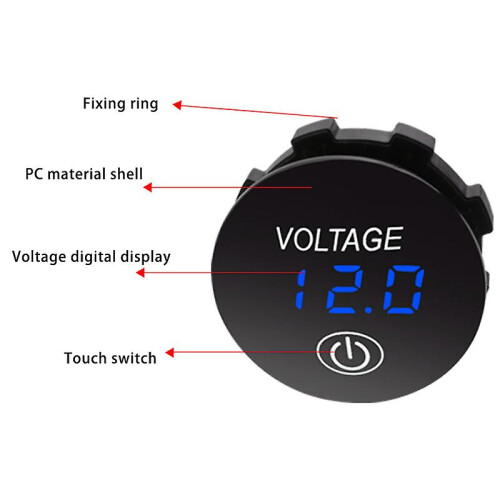 Battery Capacity Display Voltmeter Led Digital Voltage Meter With Touch-on Off Switch Car Motorcycl 2