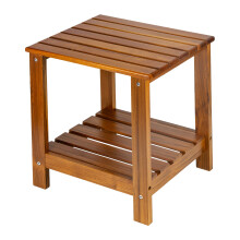 Utoplike Teak Side Table Outdoor Patio End Table Double Layer Wooden Coffee Accent Tables for Backyard Garden Bed Living Room Couch