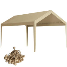 Carport Replacement Canopy Replacement Top Cover for 12' x 20' Carport Frame 180G PE Fabric Waterproof & UV Protected Tarp with Ball Bungees Beige (On