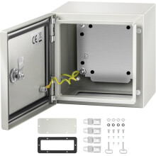 Boîtier en acier VEVOR NEMA, 8 x 8 x 6'' Boîtier électrique en acier NEMA 4X, étanche IP66, intérieur/extérieur