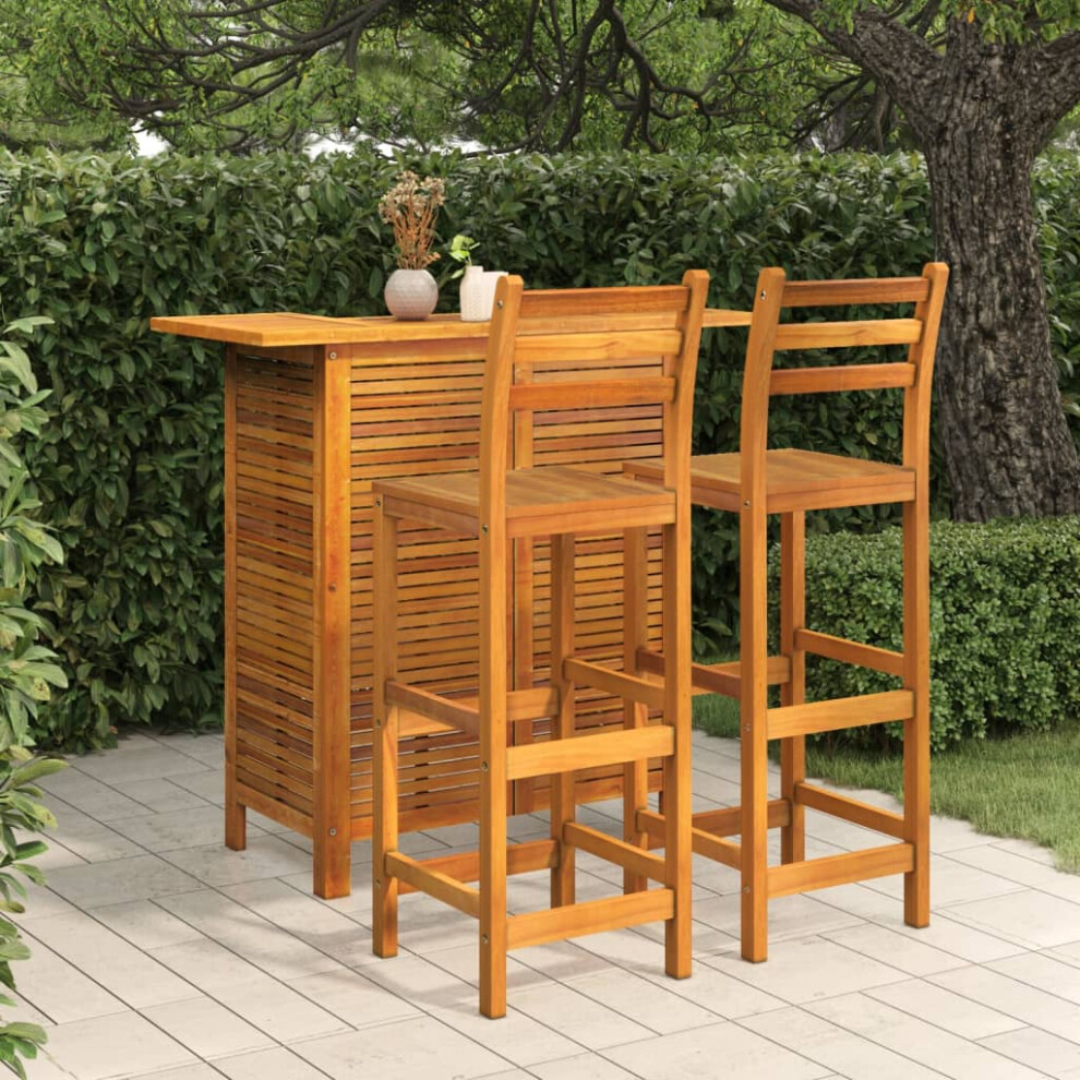 Vidaxl Piece Patio Bar Set Solid Wood Acacia Size 3