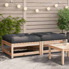 vidaXL Gartenhocker mit Kissen 2 Stk. Massivholz Kiefer