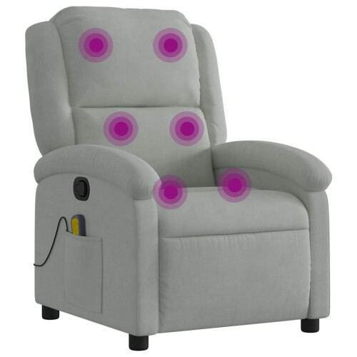 VidaXL vidaXL Massagesessel Hellgrau Samt 1