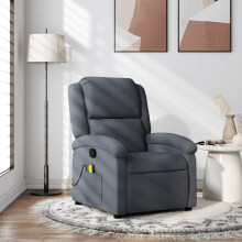 vidaXL Massage-Relaxsessel, dunkelgrauer Samt