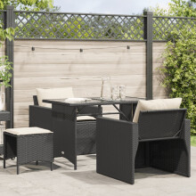 Vidaxl 4 -czesciowa sofa patio z poduszkami czarny poli rattan