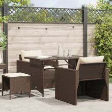 Vidaxl 4 -czesciowa sofa na patio z poduszkami brazowy poli rattan