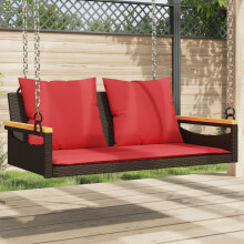 vidaXL Hängebank mit Kissen Braun 109x62x40 cm Poly Rattan