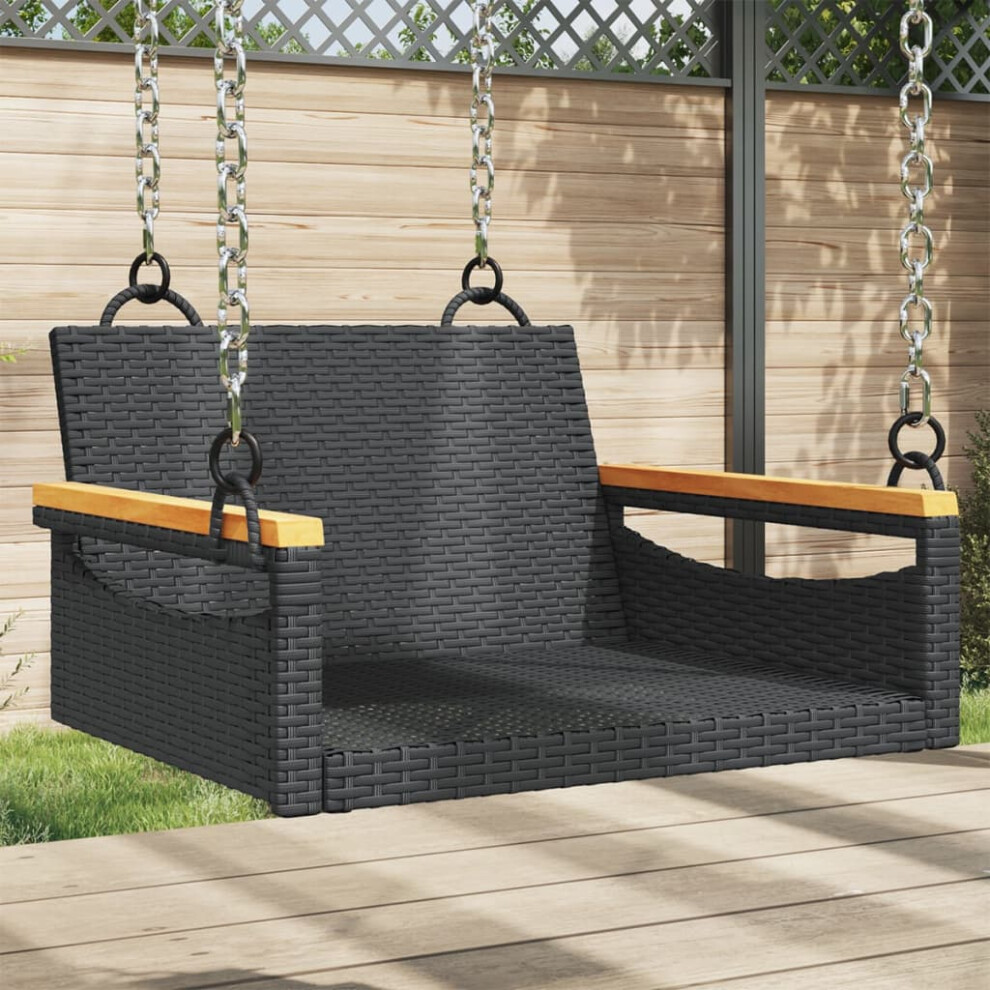 vidaXL Swing Bench Black 24.8""""x24.4""""x15.7"""" Poly Rattan