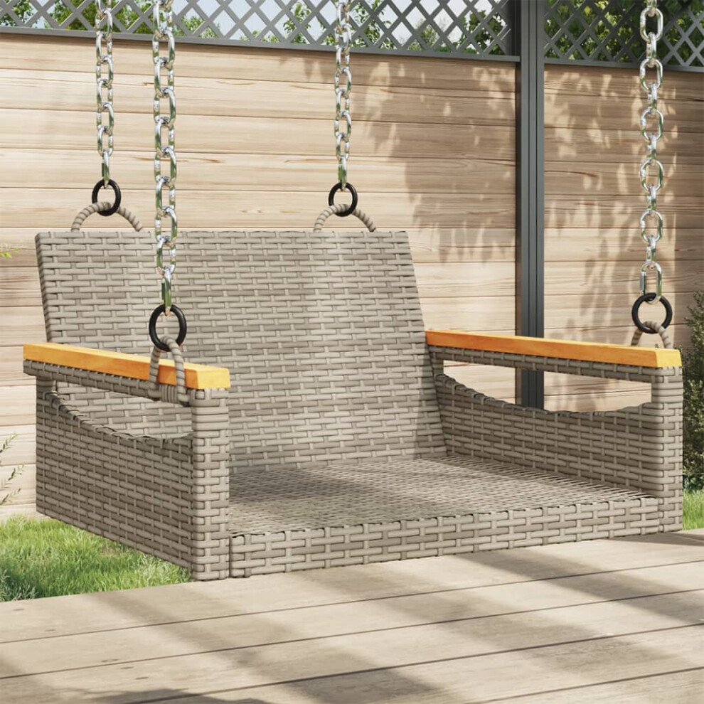 vidaXL Swing Bench Gray 24.8""""x24.4""""x15.7"""" Poly Rattan-image-OPC-PFXX992-NEW