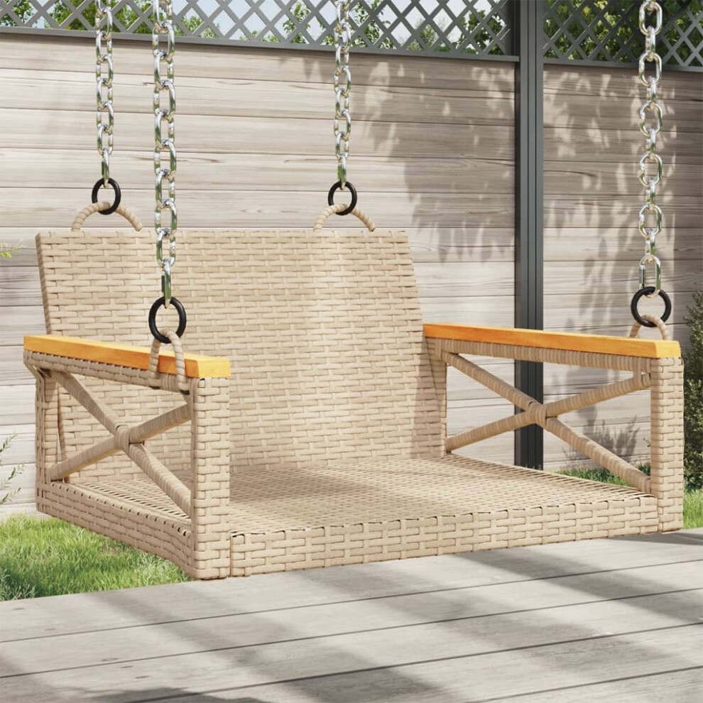 vidaXL Swing Bench Beige 24.8""""x24.4""""x15.7"""" Poly Rattan