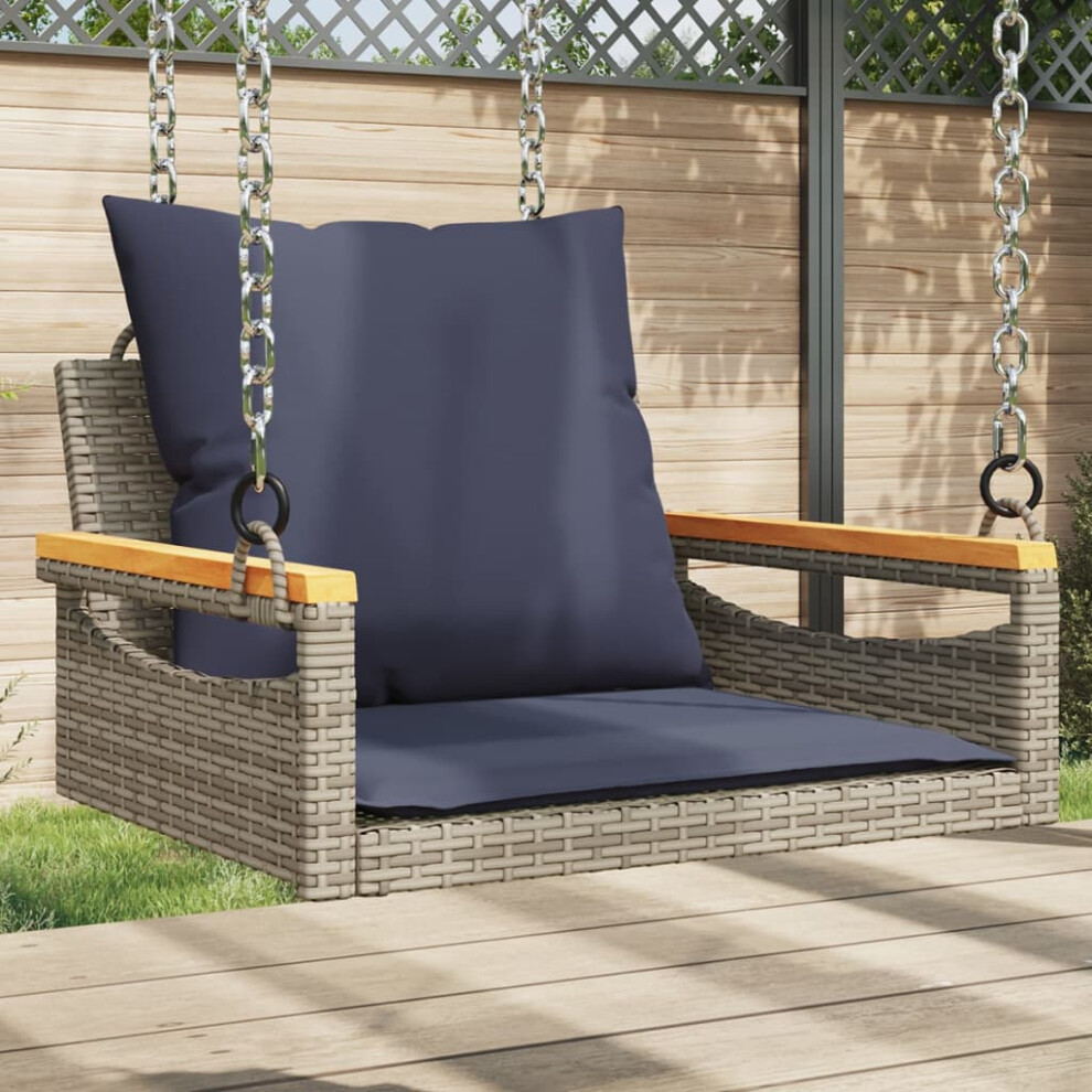 vidaXL Swing Bench with Cushions Gray 24.8x24.4x15.7 Poly Rattan-image-OPC-PFXX99H-NEW