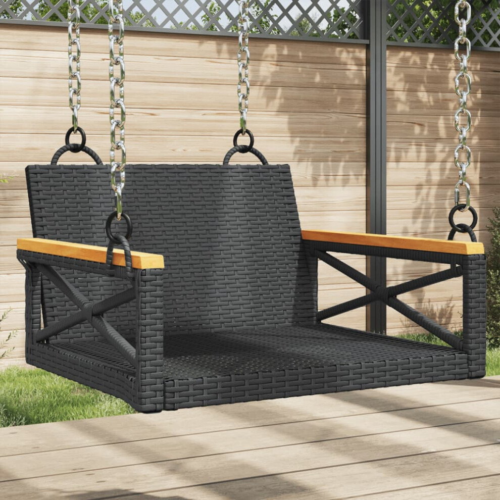 vidaXL Swing Bench Black 24.8""""x24.4""""x15.7"""" Poly Rattan