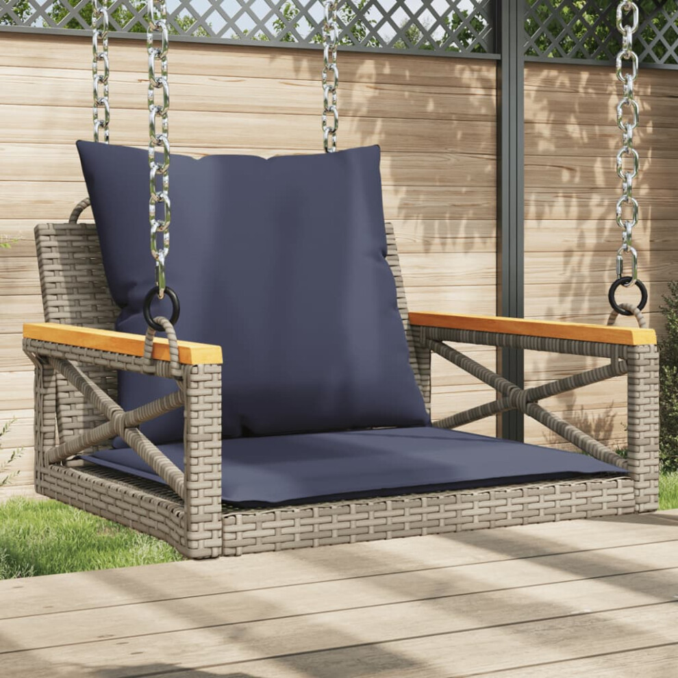 vidaXL Swing Bench with Cushions Gray 24.8x24.4x15.7 Poly Rattan
