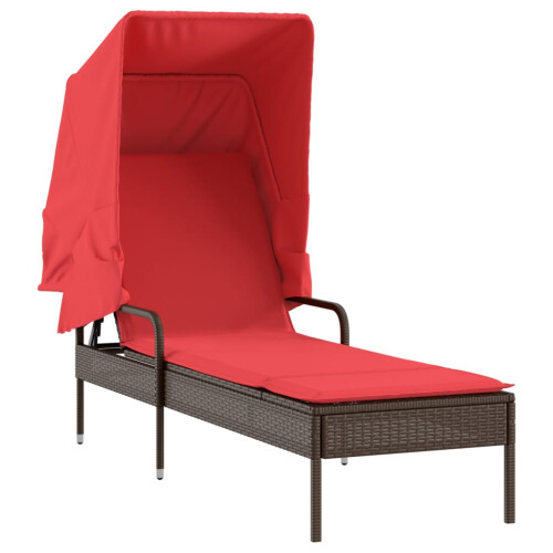 VidaXL vidaXL Sonnenliege mit Sonnendach Braun Polyrattan 1