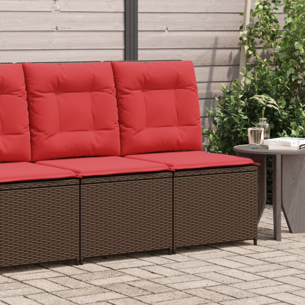 vidaXL Reclining Patio Sofa With Cushions Brown Poly Rattan