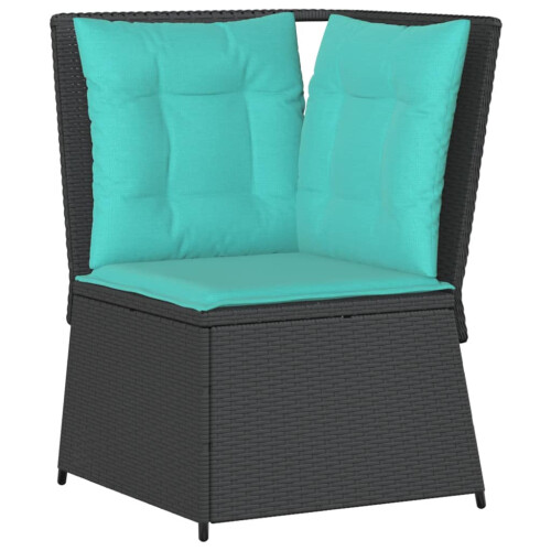 VidaXL vidaXL Garten-Ecksofa mit Kissen Schwarz Poly-Rattan 1