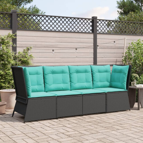 VidaXL vidaXL Garten-Ecksofa mit Kissen Schwarz Poly-Rattan 2
