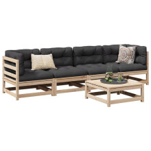 Vidaxl 5 -czesciowa sofa na patio z poduszkami sosna litego drewna