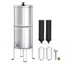 Système de filtration d'eau par gravité Waterdrop de 1,5 gallon, norme NSF/ANSI 42 et 372, système en acier inoxydable avec 4 filtres, robinet et