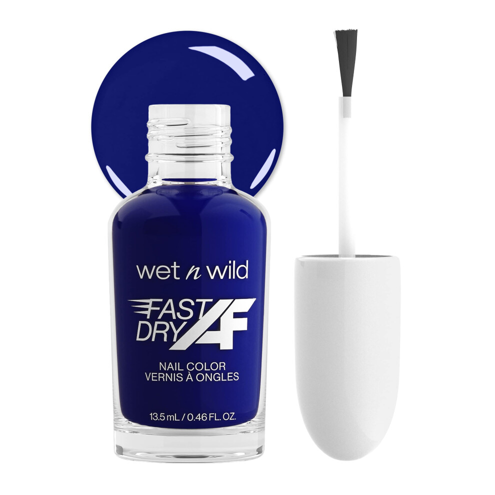 Wet N Wild Fast Dry AF Nail Polish Color Navy Blue Putting On Airs | Quick Drying - 40 Seconds | Long Lasting - 5 Days Shine