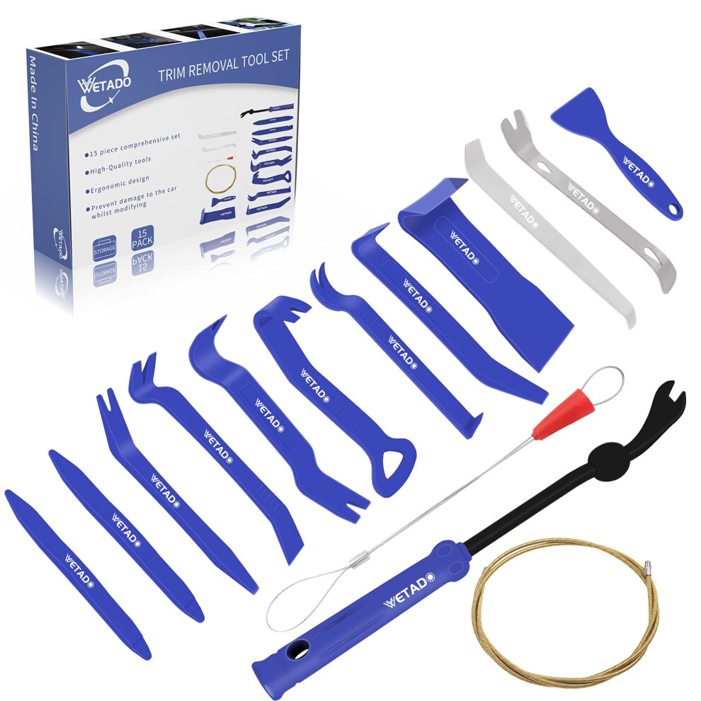 Kit D'outils De DéMontage De Garnitures Automobiles Wetado 15 PièCes, Outil De DéMontage De Panneaux De Voiture, Kit De Garnitures IntéRieures, E-image