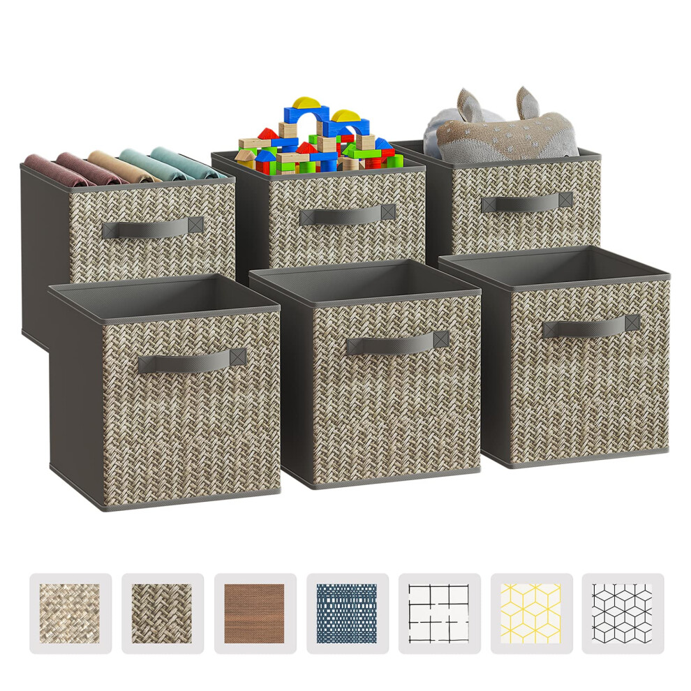 Wisdom Star 6 Pack Fabric Storage Cubes With Handle Foldable 11 Inch Cube Storage Bins Storage Baskets For Shelves Storage Boxes For Organizing Clo