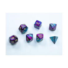 Mini kostky Gemini Purple and Teal se zlatmi csly 10 mm (3/8 palce) Sada 7 kusu achu