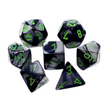 Svart och gr Gemini -mini -trning med grna frgade nummer 10 mm (3/8in) uppsttning av 7 Chessex