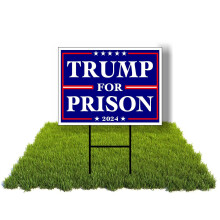 Eco Trump Für Gefängnis 2024 Biden 1 Doppelseitiges 12x16 Zoll Yard-Schild mit Ständer
