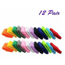 12 Pairs Cotton Sweat Sports Sweatband Basketball Wristband