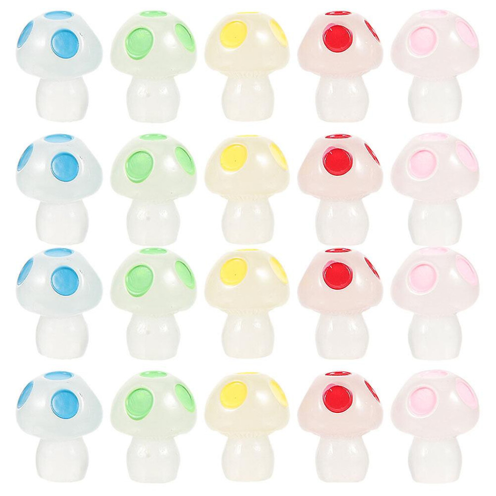 50pcs Mini Resin Mushrooms Luminous Mushroom Tiny Mushroom Statues Miniature Mushroom