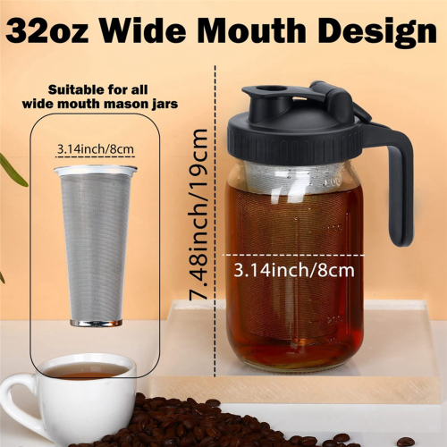 Cold Brew Coffee Maker 32Oz Pitcher with Stainless Steel Filter - A 2