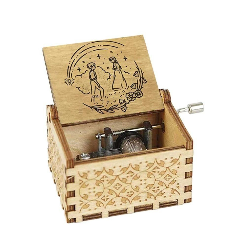 (F) Wood Hand-cranked Music Box Vintage Music Box Ornaments Howl&apos;s Moving Castle Music Box  Christmas