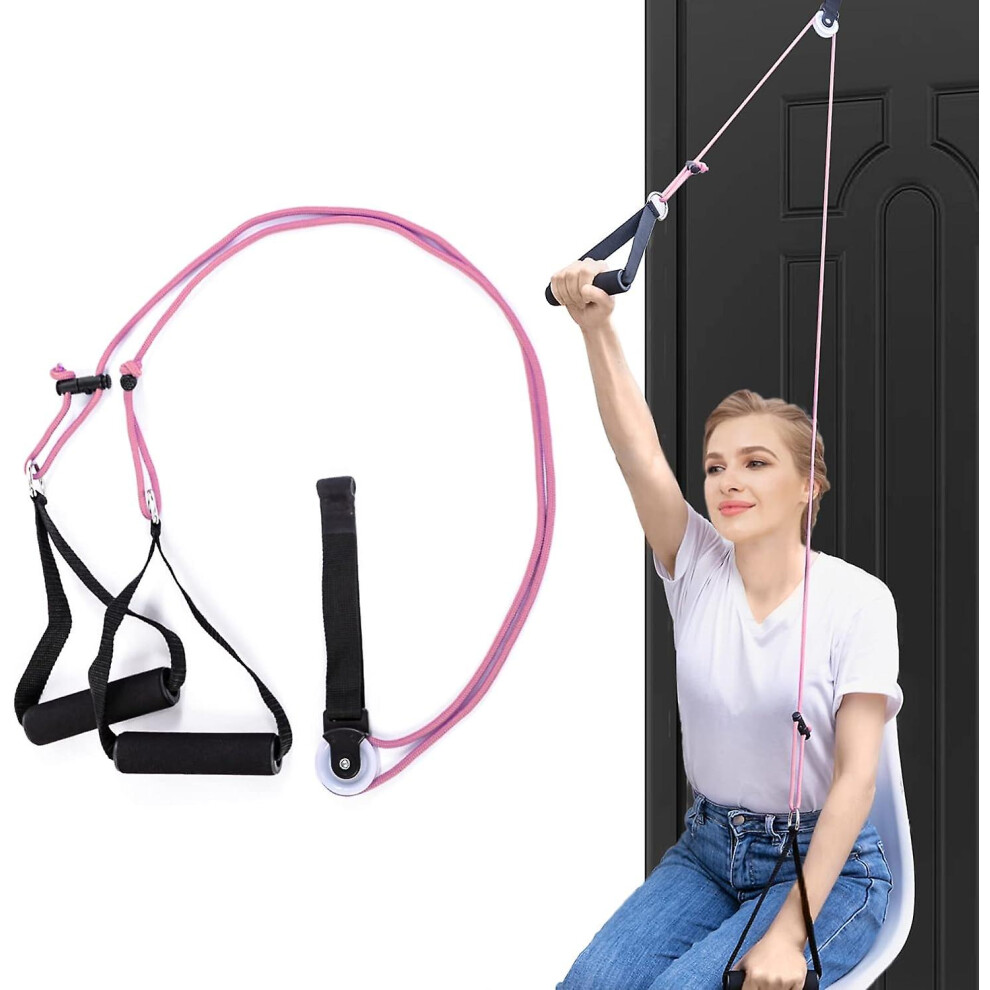 (Pink) Shoulder Pulley Over The Door Physical Therapy System, Exercise Pulley For Physical Therapy, Alleviate Shoulder Pain And Facilitate Recovery Fr
