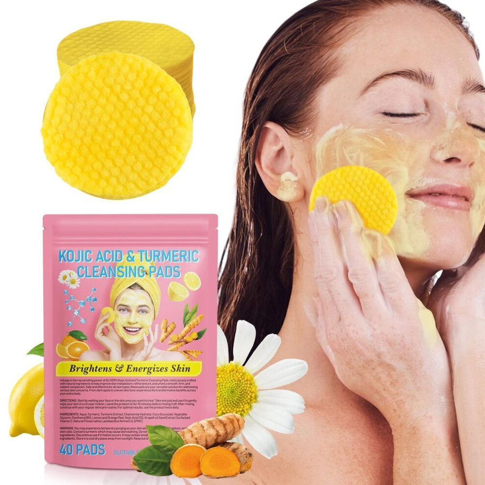 (pink) 1set Of 40 Pcs Curric Acid Turmeric Cleansing Pads, Face To Remove Excess Oil, Foam Turmeric Exfoliating Pads For Face Body, Mild And Non-irritating