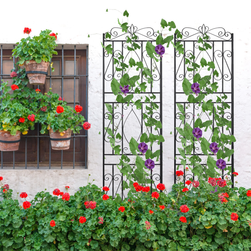 Barrière de jardin en fer forgé à 6 panneaux Barrière pour plantes grimpantes
