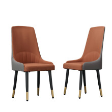 Set Of 2 Upholstered Leather Dining Chairs Wide Padded Side Chairs