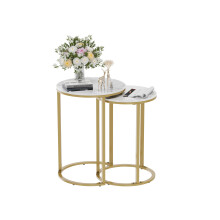 Set of 2 Modern Nesting Table Round Side Accent Table for Living Room